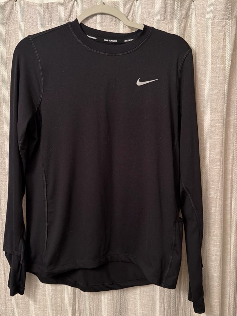Nike Black and White Running Dri-FIT Long-Sleeve Top